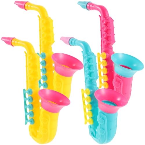 TOYANDONA 4 Stück Saxophon Nachahmung Eines Saxophonspielzeugs Aufklärungsspielzeug Für Tragbares Saxophon Simulations-Saxophon- Saxophon-lernspielzeug Plastik von TOYANDONA