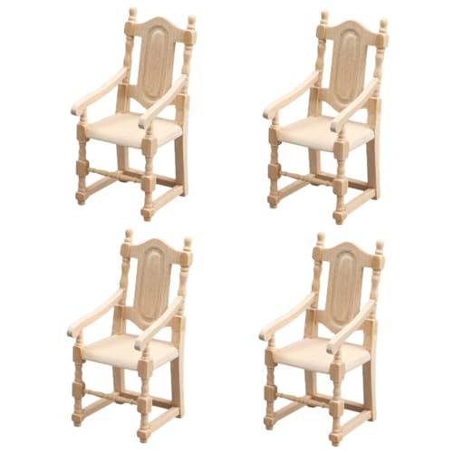 TOYANDONA 4 Stück Sessel Miniaturmöbel Puppenmöbel Ouija-brettspiel Betriebsspiel Mini-Stuhl-dekor Vintage-dekor Retro-möbel Puppenhausmöbel Holz Europäischer Stil Mikroszene Ornamente von TOYANDONA
