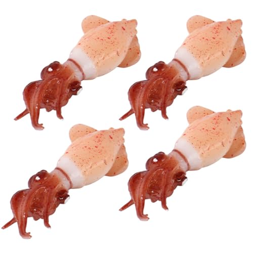 TOYANDONA 4 Stück Simulation Gefälschte Tintenfischspielzeuge Tintenfischfigur Gefälschte Tintenfischdekoration Kleine Tintenfischdekoration -Ornament Tierfiguren PVC von TOYANDONA