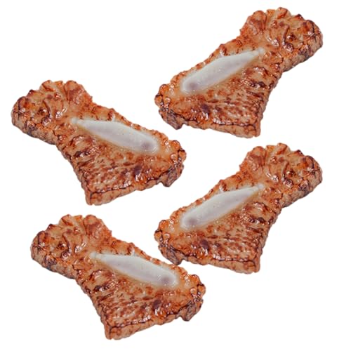 TOYANDONA 4 Stück Simulierte Denim-Rippen mockin gefälschtes gekochtes Fleisch lebensechtes Fleischdekor frisches Steakmodell gefälschte Lebensmittel realistisch Rindfleisch-Modell PVC Brown von TOYANDONA
