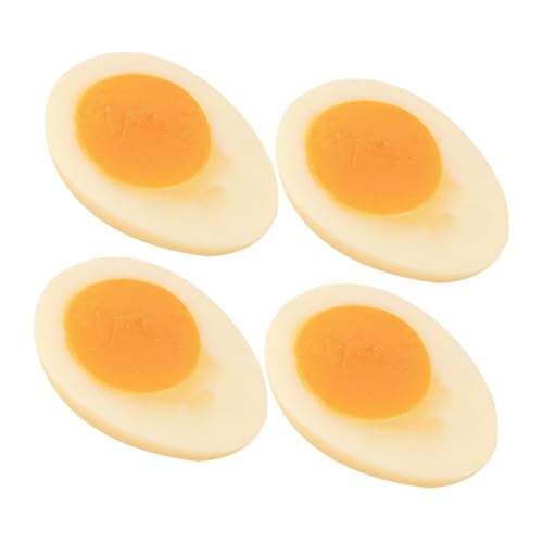 4 Stück Simulierte gekochte Eier gefälschtes gekochtes Ei Frühlings-Osterei küchendekoration küchendeco Modelle künstliches Ei Eiermodell für die Küche Lebensmittel Requisiten PVC von TOYANDONA