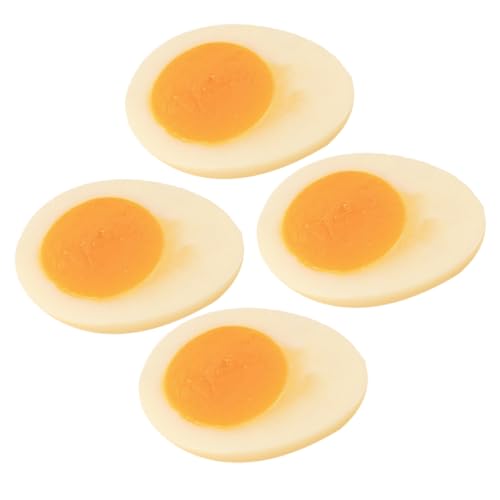 4 Stück Simulierte gekochte Eier gefälschte Notgroschen Eier Prop Eierdekor Modelle Lebensmittel-Requisite künstliche lebensechte Eier Keine Schnalle Requisiten gefälschte Eier PVC von TOYANDONA