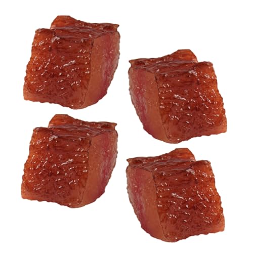 TOYANDONA 4 Stück Simulierte Rindernuggets Lebensechtes Lebensmittelmodell Simulationsfleisch Gefälschtes Essen Gekochtes Gefälschtes Fleischmodell Simuliertes Rindfleisch Brown PVC von TOYANDONA