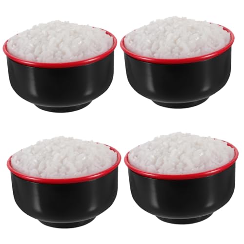TOYANDONA 4 Stück Simulierter Reis Modelle Spielzeug Gefälschter Gekochter Reis Gefälschte Schüssel Gekochter Reis Schüsselmodell Mit Gedämpftem Reis Künstlich PVC Gefälschtes Essen von TOYANDONA