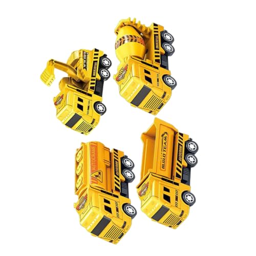 TOYANDONA 4 Stück Technikfahrzeug Zurückziehen Kleines LKW-Modell Für Cartoon-Push-Auto- Cartoon- -Push-Auto Kleine Rückzugsautos Mini-rückziehautos Yellow Plastik von TOYANDONA