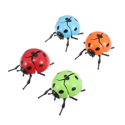 TOYANDONA 4 Stück Teiliges Aufziehspielzeug Marienkäfer aus Kunststoff Realistisch Krabbelndes Insektenmodell für Sichere Mechanische Laufspielzeuge als Partygeschenke und Kleine Tier von TOYANDONA