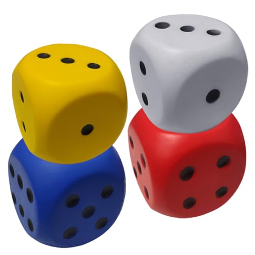 TOYANDONA 4 Stück Teiliges Bunte PU Schwammwürfel Leichte Dekorative Würfel für Party und Brettspiele Praktische Tragbare Dice für Spielspaß mit Familie und Freunden Zufällige Farbe von TOYANDONA