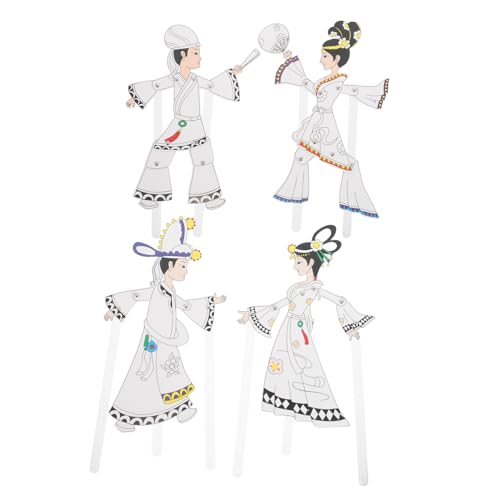 TOYANDONA 4 Stück Teiliges Chinese Character Shadow Puppet DIY Kit für Traditionelle Handbemalte Schattenfiguren Einfache Bastelanleitung Kulturelle Bildung Kreativer Familienspaß von TOYANDONA