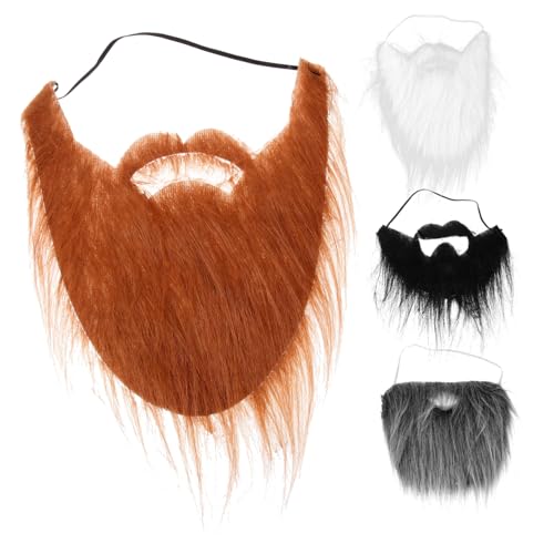 TOYANDONA 4 Stück Teiliges Cosplay Bart Dwarf Old Man Bart Party Requisiten in Braun für Kostüm Bühnenauftritte und Themenfeiern von TOYANDONA