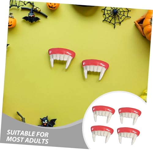 TOYANDONA 4 Stück Teiliges Halloween Vampirzähne Realistische Gruselige Vampirgebisse Wiederverwendbare Kostümzähne für Erwachsene und Sichere Passform für Halloween-Party und Cosplay von TOYANDONA