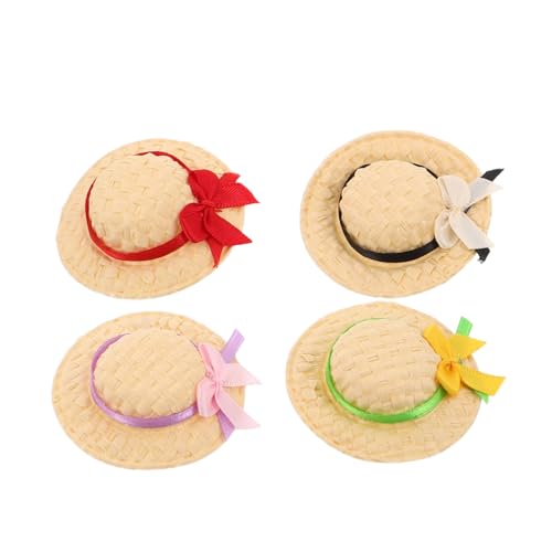 TOYANDONA 4 Stück Teiliges Handgewebter Mini Strohhüte für Puppen Kleine Leichte Rustikale Bastelhüte DIY Dekoration Puppenhaus Fotorequisiten von TOYANDONA