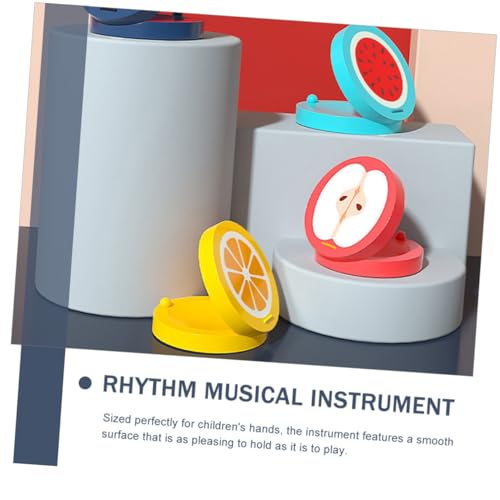 TOYANDONA 4 Stück Teiliges Holz Kastagnetten Musikinstrumente Bunte Früchte Formen Sicheres Lernspielzeug Fördert Motorik und Musikalische Entwicklung für Mädchen Jungen von TOYANDONA