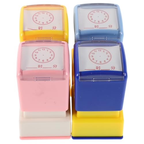 TOYANDONA 4 Stück Teiliges Lernstempel Uhrzeit Lernspielzeug Bunte Langlebige Schüler Stempel Pädagogisches Erkennungsspielzeug für Unterricht und Zuhause von TOYANDONA