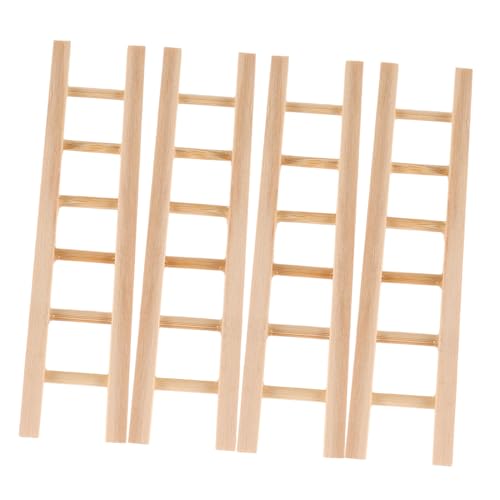 TOYANDONA 4 Stück Teiliges Mini Holzleitern Detailgetreu Handgefertigt Stabile Miniatur Puppenhausleiter Naturbelassen für DIY Basteln Feengärten und Mikro Landschaftsdekoration von TOYANDONA