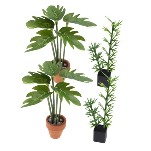 TOYANDONA 4 Stück Teiliges Miniatur Bonsai mit Realistischen Künstlichen Pflanzen Monstera und Bambus Blättern Mini Zimmerpflanzen für Puppenhaus Dekorativ für Wohnzimmer Schlafzimmer DIY TOYANDONA 4 Stück Teiliges Miniatur Bonsai mit Realistischen Künstlichen Pflanzen Monstera und Bambus Blättern Mini Zimmerpflanzen für Puppenhaus Dekorativ für Wohnzimmer Schlafzimmer DIY von TOYANDONA