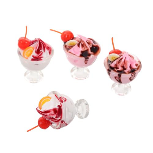 TOYANDONA 4 Stück Teiliges Miniatur Eiscreme Realistische Mini Dollhouse Dessert Figuren Farbenfrohe DIY Dekoration für Einfache ohne Werkzeug von TOYANDONA
