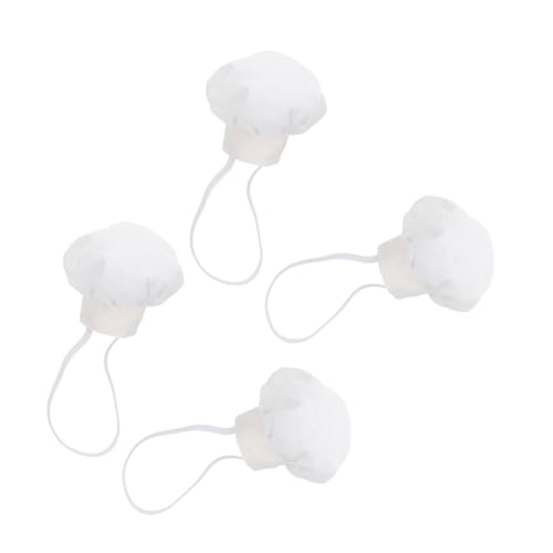 TOYANDONA 4 Stück Teiliges Miniatur Kochmützen für Puppen Weiße Kleine Chef Hüte aus Baumwolle mit Elastischem Band Leichte Puppen Accessoires für Basteln Puppenhaus Dekoration und Kreative von TOYANDONA