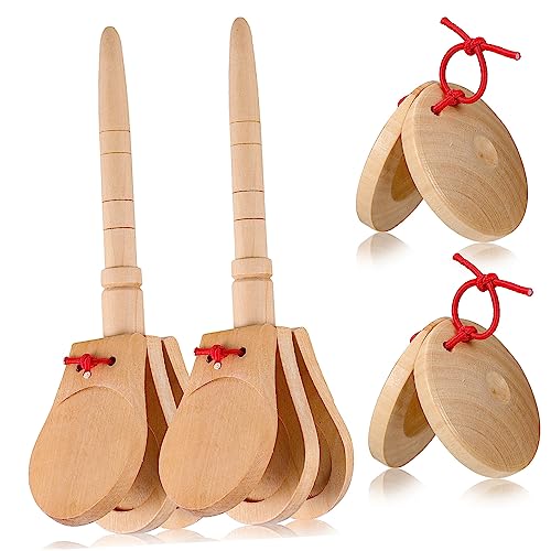 TOYANDONA 4 Stück Teiliges Orff Holz Kastagnetten mit Griffen Tragbare Percussion Instrumente für Anfänger Natürlicher Pädagogisches Musikinstrument für Musikliebhaber TOYANDONA 4 Stück Teiliges Orff Holz Kastagnetten mit Griffen Tragbare Percussion Instrumente für Anfänger Natürlicher Pädagogisches Musikinstrument für Musikliebhaber von TOYANDONA