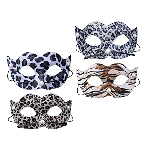 TOYANDONA 4 Stück Teiliges PVC Leopardenmasken Umweltfreundlich Geruchlos Halloween Kostüm Tiermasken für Erwachsene Karneval Party Verkleidung Zubehör von TOYANDONA
