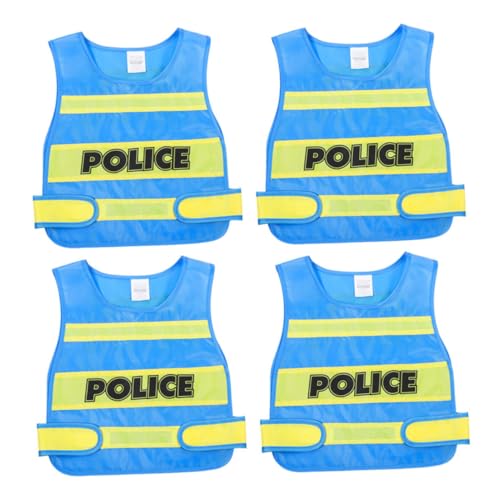 TOYANDONA 4 Stück Teiliges Polizei Weste Kostüm Atmungsaktive Strapazierfähige Police Cosplay Weste für Rollenspiele Karneval Halloween Schulveranstaltungen Verkleidung von TOYANDONA