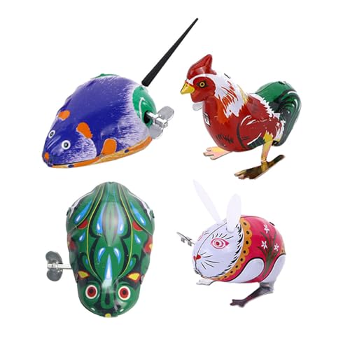 TOYANDONA 4 Stück Teiliges Retro Aufziehspielzeug aus Metall mit Springenden Tieren Bunte Mechanische Kinderspielzeuge für Jungen und Mädchen ohne Batterie Fördert Motorik und Eltern Junge von TOYANDONA