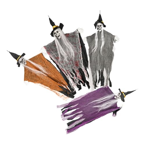 TOYANDONA 4 Stück Teiliges Set Hängende Halloween Skelette mit Hexenhut und Robe Gruselige Deko für Garten und Haus Schaurige Ornamente für Unheimliche Drinnen und Draußen TOYANDONA 4 Stück Teiliges Set Hängende Halloween Skelette mit Hexenhut und Robe Gruselige Deko für Garten und Haus Schaurige Ornamente für Unheimliche Drinnen und Draußen von TOYANDONA