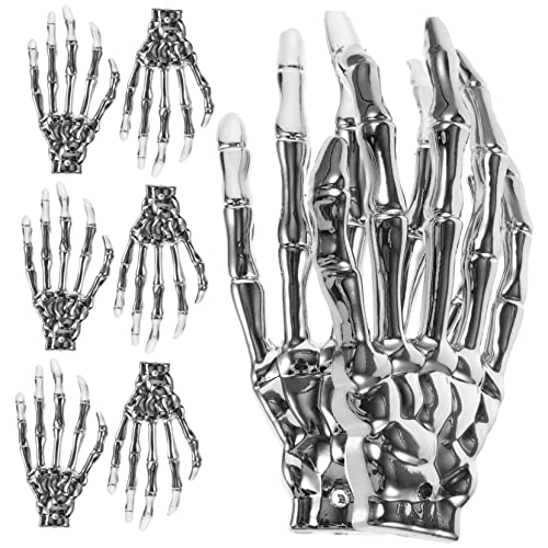 TOYANDONA 4 Stück Teiliges Skelett Hand Deko aus Hochwertigem Realistische Halloween Requisiten für Spukhaus und Party Silberne Gruselige Hände mit Feiner Verarbeitung Langlebige Halloween von TOYANDONA