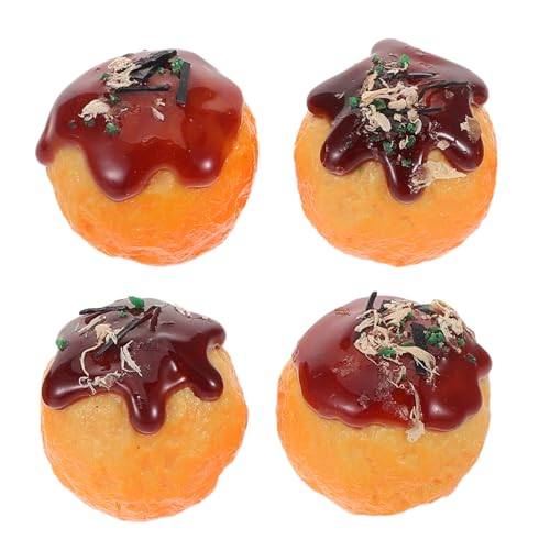 TOYANDONA 4 Stück Teiliges Takoyaki Spielset Realistische PVC Nachbildung Japanischer Snack Detailgetreues Kochspielzeug für Küchenzubehör für Rollenspiele Dekoratives Modell für Zuhause und von TOYANDONA