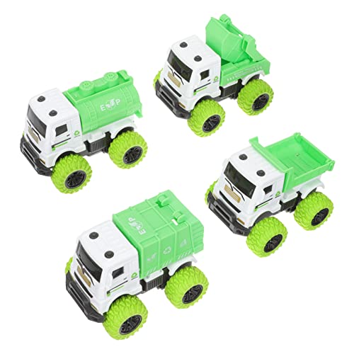 TOYANDONA 4 Stück Trägheitssanierungsfahrzeug Kinderspielzeug Modelle Autos Spielzeug Müllwagen-Spielzeug für Jungen Sanitär-LKW-Automodell Sanitärfahrzeug technisches Fahrzeug Plastik von TOYANDONA