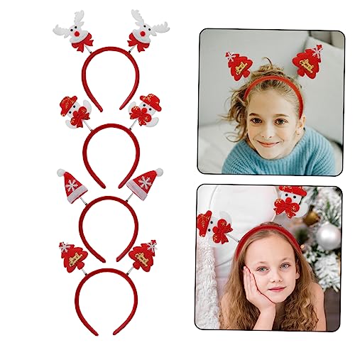 TOYANDONA 4 Stück Weihnachts-stirnband-set Feiertags-kopfschmuck-accessoire Weihnachtshaarband Haare Bindet Stirnbänder Für Urlaubsparty-stirnband Rot Stoff (polyester) von TOYANDONA