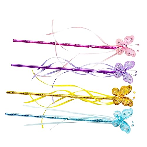 TOYANDONA 4-teilige Party-Schmetterlings-feenstäbe Maskeraden-Schmetterlings-feenstäbe Ankleidespielzeug Für Mädchen Lebendig Und Friedlich Zum Spielen Für Kinder von TOYANDONA