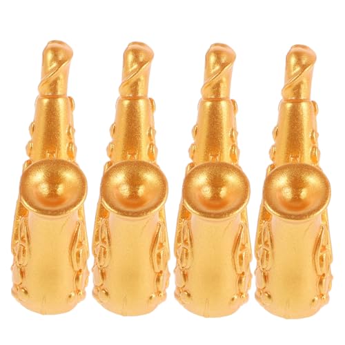 TOYANDONA 4 Stück kleines simuliertes Saxophon Puppenhaus Instrumente Mini Saxophon Mini-Musikinstrumente Detailreiche Miniaturen Mini-Instrumentenmodell Miniatursachen Harz Golden von TOYANDONA