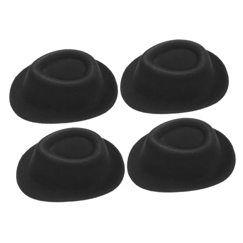 TOYANDONA 4 Stück schwarzer Fedora-Hut Mini-Cowgirl-Hüte für Getränke dekorative Hüte Paillettenhut weinachtsmützen weihnachsmütze Puppenhauslieferungen Minipuppenhüte zum Basteln Stoff von TOYANDONA