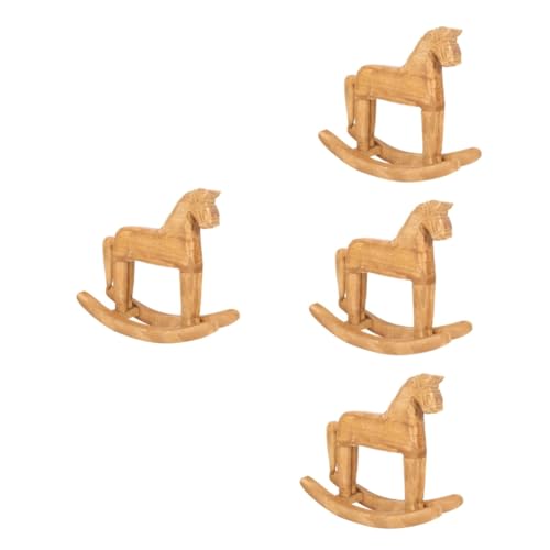 TOYANDONA 4 Stück tierisches Pferd holziges Spielzeug kinderspielzeug Bürodekoration Ornament Wohnkultur Pferdestatue Schaukelpferd aus Holz als Schmuck Schreibtisch Dekorationen Pferdeholz von TOYANDONA