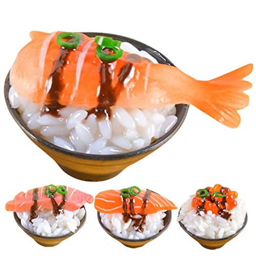 TOYANDONA 4 Stücke Simulierte Sushi Reis Ente Reis Form Künstliche Sushi Display Gefälschte Lebensmittel Realistische Sushi Lebensmittel Künstliche Sushi Sashimi Modell Reis Papier Wasser von TOYANDONA