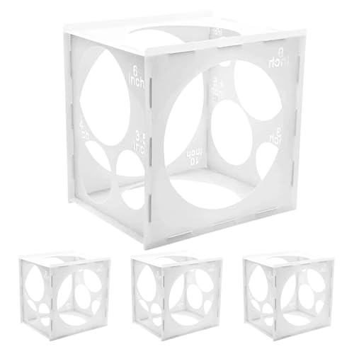 TOYANDONA 4-teilige Ballon-Messbox, transparent, zusammenklappbar, Ballon-Größenmesser, Würfelgrößen-Messwerkzeug für Party-Dekorationen, Bögen und Säulen, Messgerät TOYANDONA 4-teilige Ballon-Messbox, transparent, zusammenklappbar, Ballon-Größenmesser, Würfelgrößen-Messwerkzeug für Party-Dekorationen, Bögen und Säulen, Messgerät von TOYANDONA
