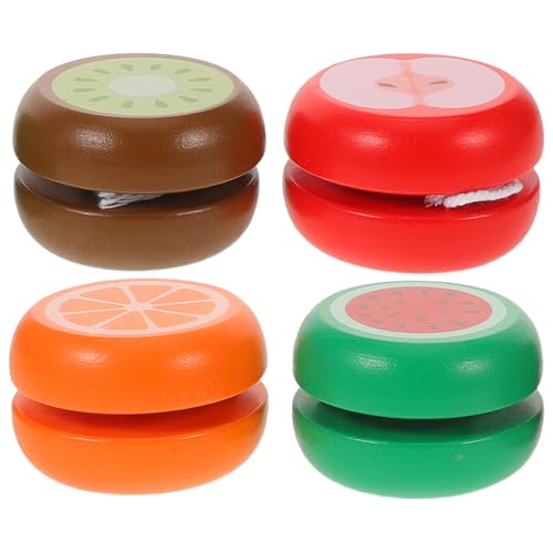 TOYANDONA 4-teiliges Jo-Jo für Kinder: - aus Holz – Schnurball für Kinderanfänger – lustiges Spielzeug – Geschenk für die Vorschulerziehung, Karnevalspreise von TOYANDONA