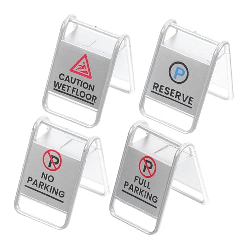 TOYANDONA 4-teiliges Miniatur-verkehrszeichen-spielset Für Kinder, Simuliertes Parkplatzspielzeug, Verkehrszeichenmodelle, Lernspielzeug Zum Erlernen Der Verkehrsregeln von TOYANDONA