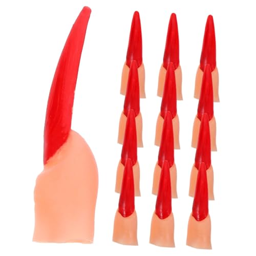 TOYANDONA 40 Stück Halloween gefälschte Finger simulierter abgetrennter Finger Halloween-Fingerspielzeug Fingernagel Fingertrick abgetrennte PVC rot von TOYANDONA