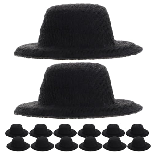 TOYANDONA 40 Stück Miniatur Schwarze Hüte für DIY Kunsthandwerk Puppen Schneemann Haarclips Dekoration Puppenhaus Zubehör von TOYANDONA