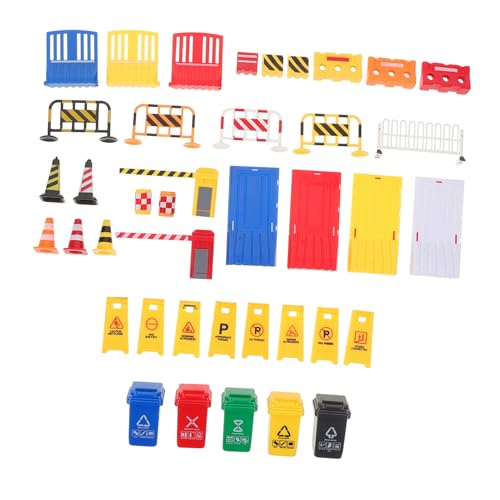 TOYANDONA 40 Stück Plastische Straßenschilder Spielset mit Verkehrshütchen und Fußgängerüberweg für Pädagogisches und Verkehrssicherheit von TOYANDONA