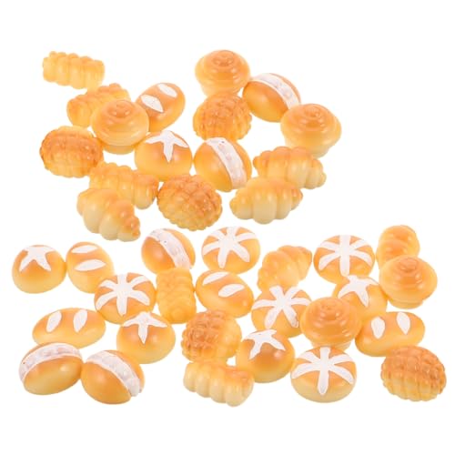 TOYANDONA 40 Stück Teiliges Mini Brot Realistische Kunstharz Figuren Detailgetreue Miniatur Brotmodelle für DIY Basteln Puppenhaus Micro Landschaft Dekoration Vielseitige Essensähnliche Deko von TOYANDONA