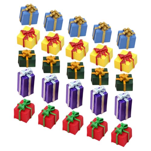 TOYANDONA 40 Stück Teiliges Mini Weihnachtsbox aus Leichtem Resin Detailreiche Miniatur Geschenkschachteln für Weihnachtsdekoration Puppenhaus Zubehör Festliche Tisch und Baumdeko von TOYANDONA