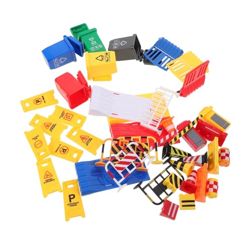 TOYANDONA 40 Stück Teiliges Verkehrsschild Spielset Plastische Straßenschilder mit Verkehrshütchen und für Interaktives Lernen für Verkehrserziehung von TOYANDONA