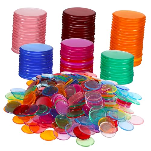 TOYANDONA 400 Stück Bunte Transparente Bingo Chips Teiliges Kunststoff Zählmünzen für Bingo Spiele Lernspiele und Brettspiel Token Wiederverwendbar Glatt Vielseitig Einsetzbar von TOYANDONA