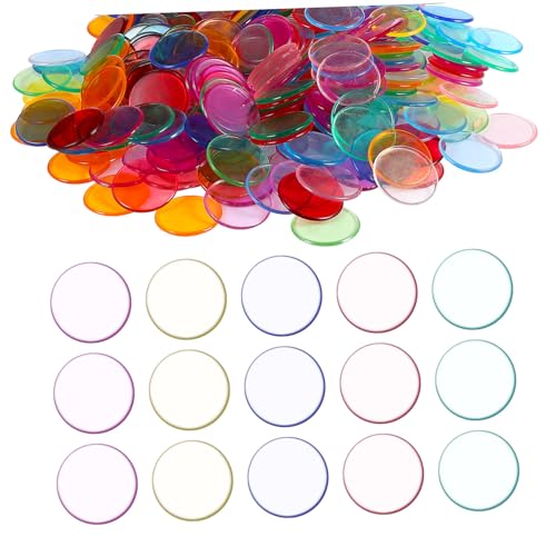 TOYANDONA 400 Stück Transparente Bingo Chips Bunte Zählmarker Spielchips Kunststoff Wiederverwendbar für Lernspiele Unterricht Bingo Spiel Zubehör von TOYANDONA