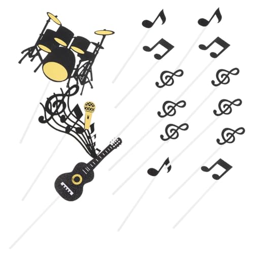 TOYANDONA 40stücke Musik-tortenaufsätze Für Geburtstagsfeiern Noten-cupcake-topper Und Gitarren-dekoration Für Musik-themenpartys Wiederverwendbare Papiermaterialien Für Kuchen Und von TOYANDONA