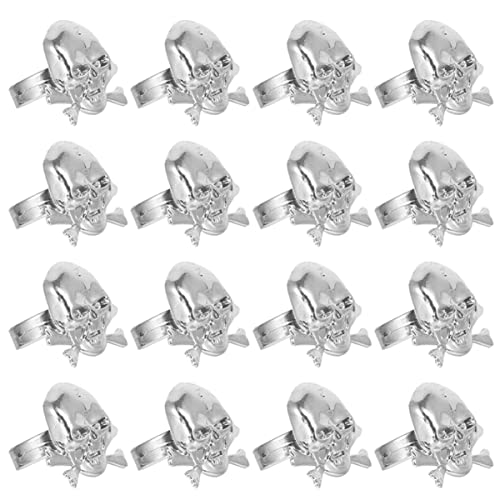TOYANDONA 48st Piraten Ring Parteischädelring Piratenschädelringe Für Schädelring Für Halloween-ringe Halloween-piratenschädelringe Silver Plastik von TOYANDONA