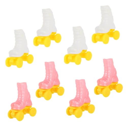 TOYANDONA 4Paare Rollschuhe für Puppen Entzückende Skating Schuhe aus Kunststoff für Innen und Außenspiel für Puppenhaus Zubehör mit Süßem Design und Realistischen Details von TOYANDONA