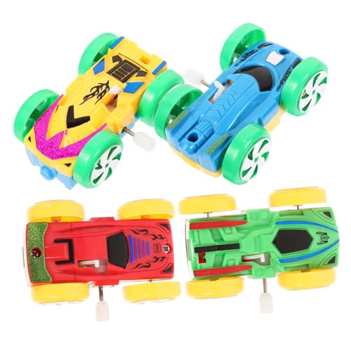 TOYANDONA 4 Stücke Cartoon Aufziehspielzeug Auto für Kinder Doppelseitige Kunststoff Spielzeugautos Uhrwerkspielzeug für Interaktionen Kinderspielzeug mit Farbenfrohem Design von TOYANDONA